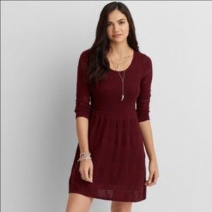 American Eagle Fit and flare burgundy sweater dress small